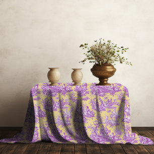 Nappe Élégant vintage jaune violet toile d jouy imprimé