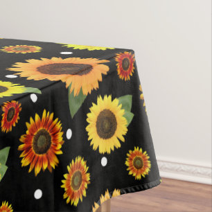Nappe Élégant Vintage noir floral tournesols Pois