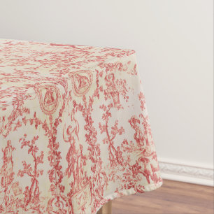 Nappe Elégant Vintage Rouge Beige Country Toile
