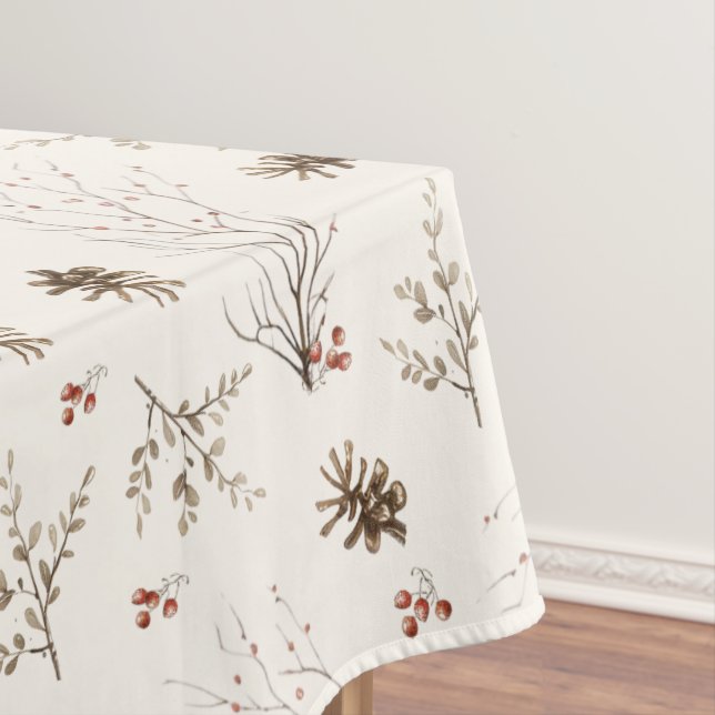 Nappe Elegant Watercolor Woodland Winterberry Pattern (In Situ)