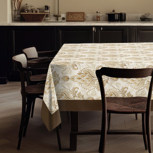 Nappe Elégante aquarelle Damask ivoire d'inspiration vic (Elegant Watercolor Damask Victorian Inspired Ivory Tablecloth)