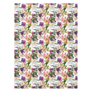 Nappe Elégante aquarelle Florale rose violet vert blanc