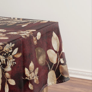 Nappe Elégante Bourgogne et aquarelle blanche Florale