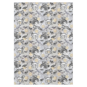 Nappe Elégante Mosaïque Noir Blanc Or Tigre Lion Eagle