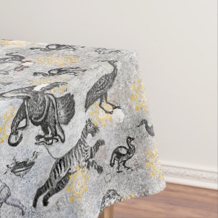 Nappe Elégante Mosaïque Noir Blanc Or Tigre Lion Eagle