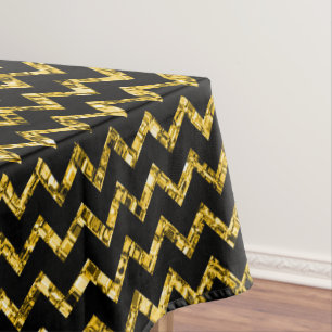 Nappe Elégante Parties scintillant Noir Or Chevron Strip