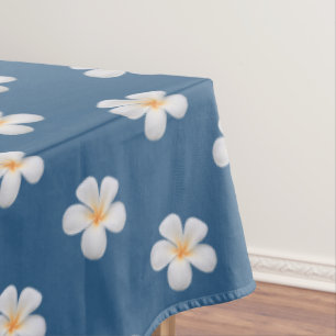 Nappe Elégante Plumeria blanche Fleurs sur bleu Award