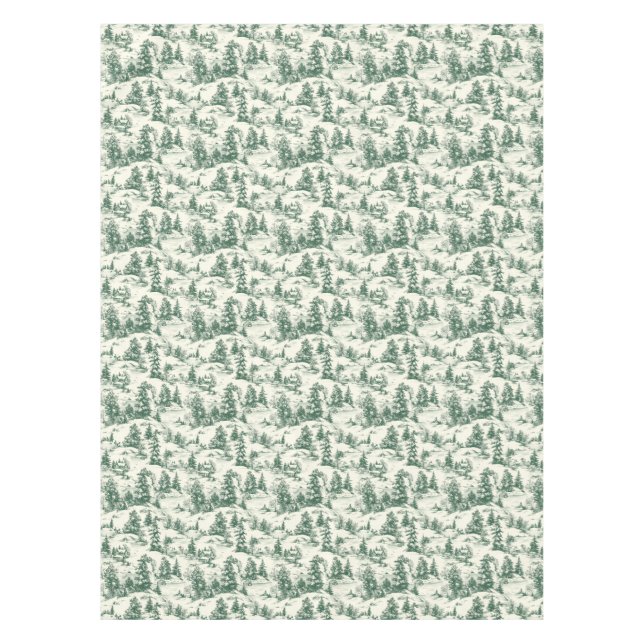 Nappe Elégante toile verte French Country Noël (Devant)