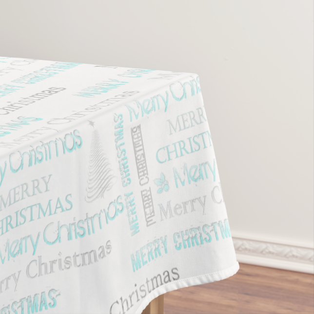 Nappe Élégante typographie de Noël Turquoise et Argent (In Situ)
