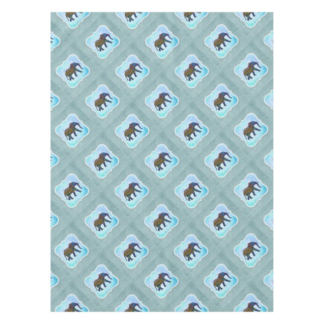 Nappe Eléphant bleu Boho (Devant)