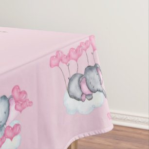 Nappe Eléphants et ballons d'amour roses sur mesure