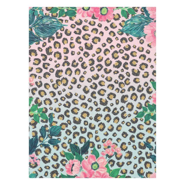 Nappe Empreinte de léopard de Parties scintillant floral (Devant)