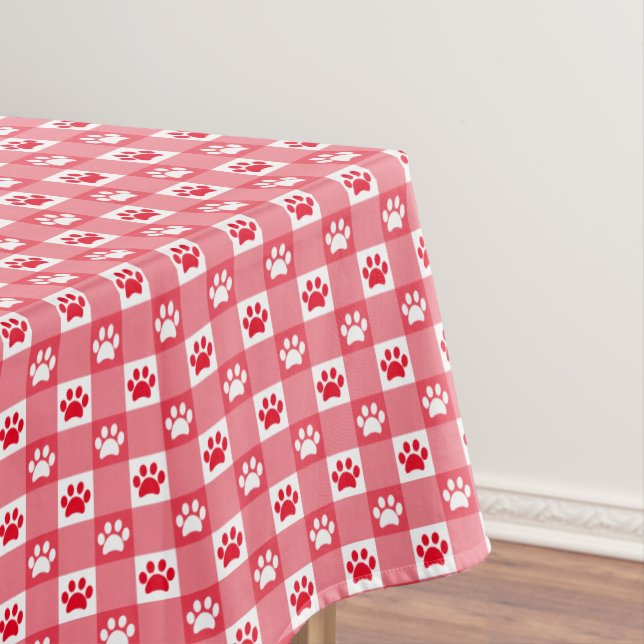 Nappe En vichy rouge avec pique-nique Empreinte de patte (In Situ)