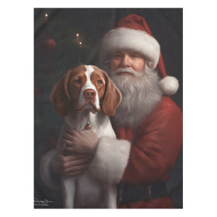 Nappe Épaniel breton avec le Père Noël Noël