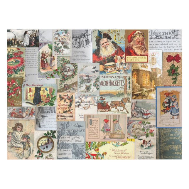 Nappe Ephémère de Noël victorienne antique Collage Art (Devant (Horizontal))