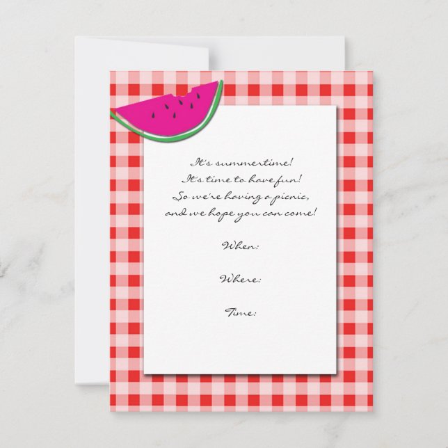 Nappe et invitation rouges et blanches de pastèque (Devant)