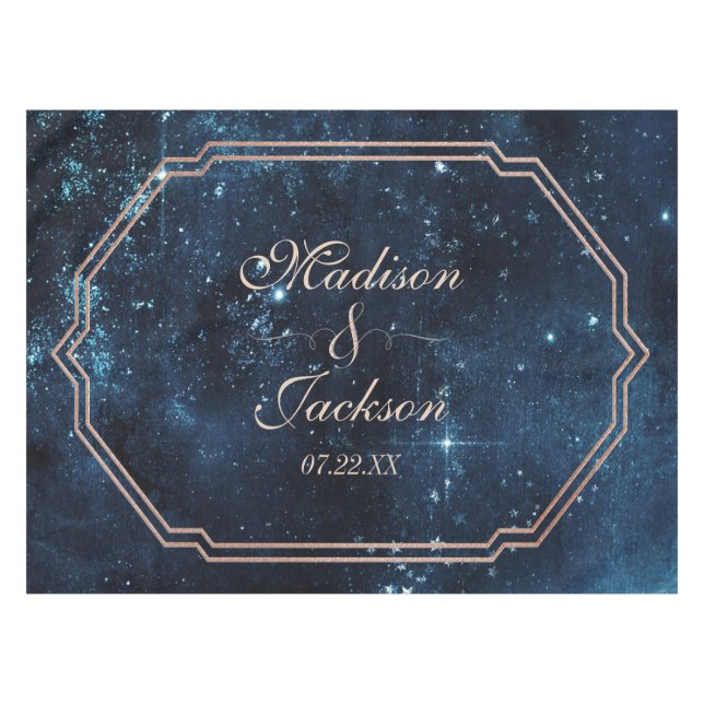 Nappe Étoile de nuit Sky Celestiy Galaxy Mariage Monogra (Devant (Horizontal))