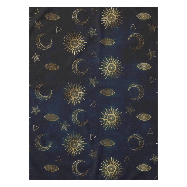Nappe Étoiles célestes Blue Gold Sun Moon (Devant)