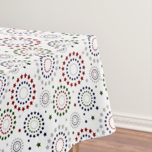Nappe Étoiles d'argent de la Marine Rouge verte sur blan (In Situ)