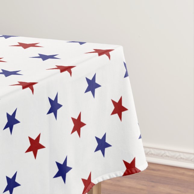 Nappe Étoiles patriotiques rouges et bleues sur blanc (In Situ)