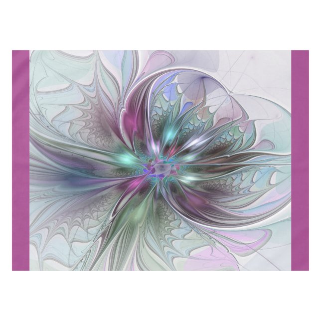 Nappe Fantaisie Abstraite Moderne Fleur Fractale Colorée (Devant (Horizontal))
