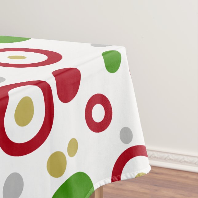 Nappe Festif Géométrique Noël Rouge Vert Argent Or (In Situ)