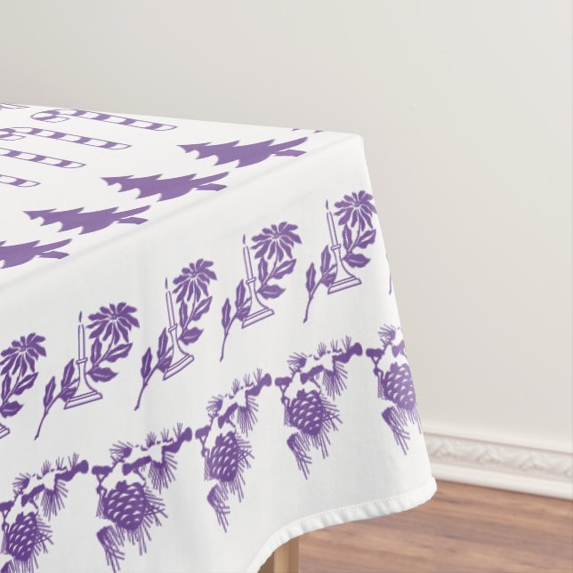 Nappe Festif violet et blanc Motif de Noël emblématique (In Situ)