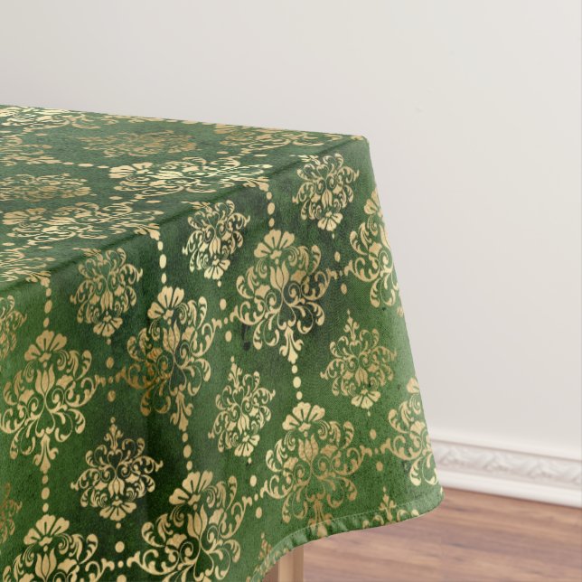 Nappe Festive Green & Gold Foil hiver Noël Damas (In Situ)