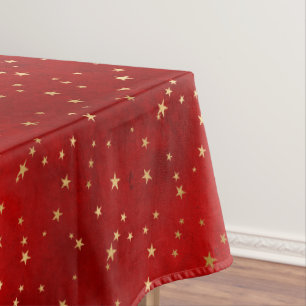 Nappe Festive Red & Gold Foil hiver Étoiles de Noël
