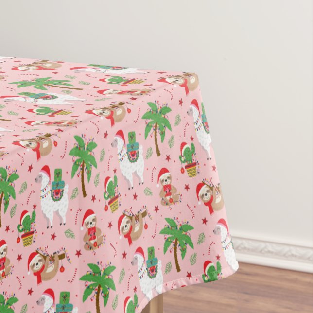 Nappe Festive Sloths and Llamas Motif de vacances (In Situ)