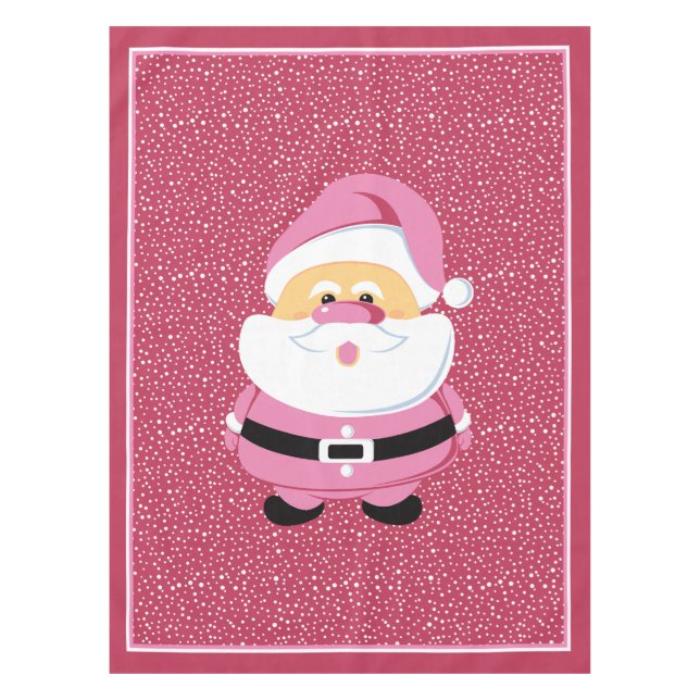 Nappe Fête de Noël du Père Noël rose doux (Devant)