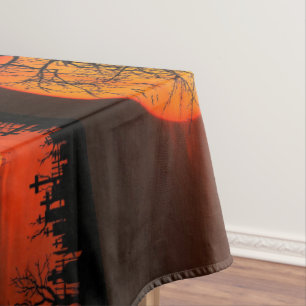 Nappe Fête d'Halloween Orange et Noir Épouvantable