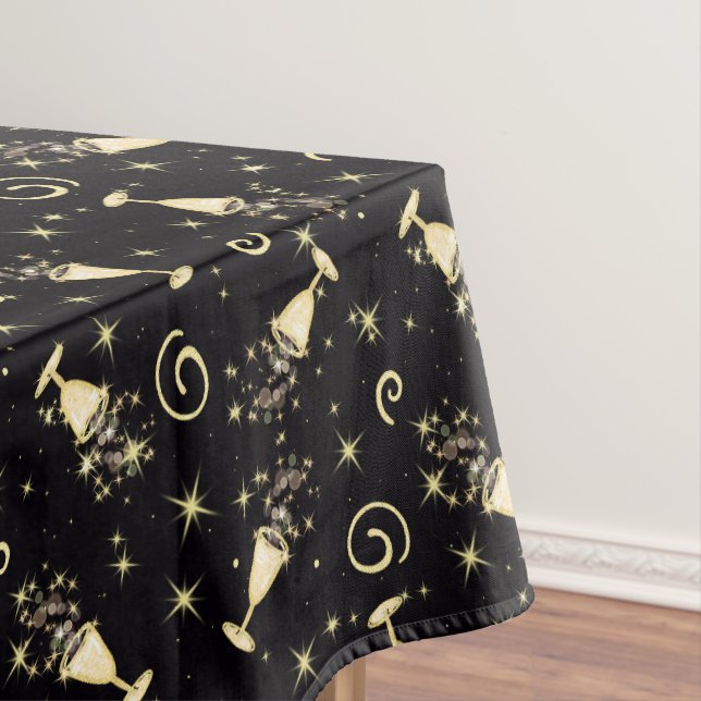Nappe Fête étincelante Gold & Black Cocktails&Stars (In Situ)