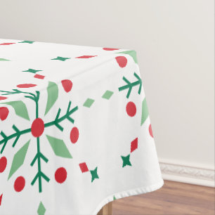 Nappe Feu de neige rouge et vert Retro