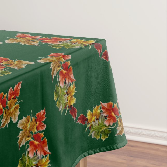 Nappe Feuilles d'automne Motif Green Tablecloth (In Situ)