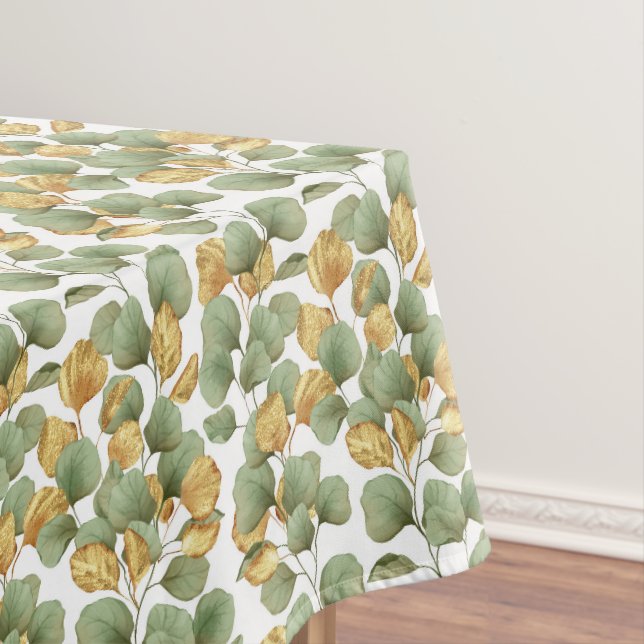 Nappe Feuilles verts et or. Motif (In Situ)