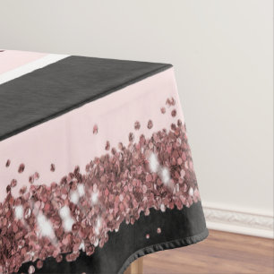 Nappe Fille Rose or rose noir Parties scintillant rayure