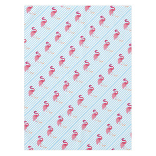Nappe Flamant rose, rayures bleu et blanc