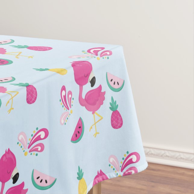 Nappe Flamant rose rose avec Motif de fruits tropicaux (In Situ)
