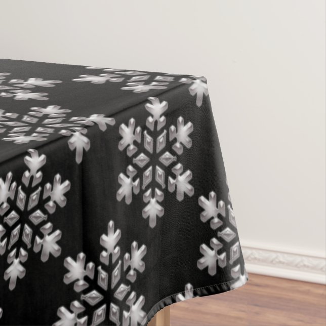 Nappe Flammes De Neige Noir Et Blanc Neige De Noël (In Situ)