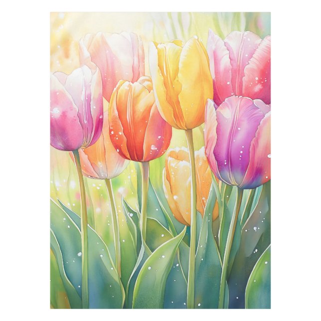 Nappe Fleur Aquarelle Ressort Jardin Tulip (Devant)