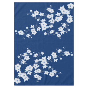 Nappe Fleur de cerisier blanc bleu marine