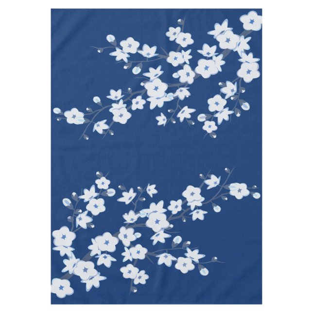 Nappe Fleur de cerisier blanc bleu marine (Devant)