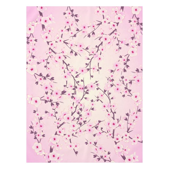 Nappe Fleur de cerisier floral Tissu de table rose (Devant)