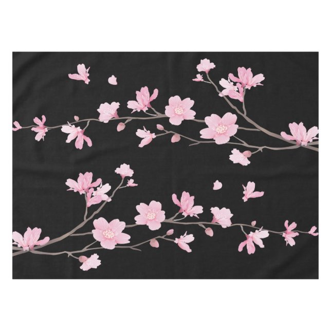 Nappe Fleur de cerisiers - Noir (Devant (Horizontal))