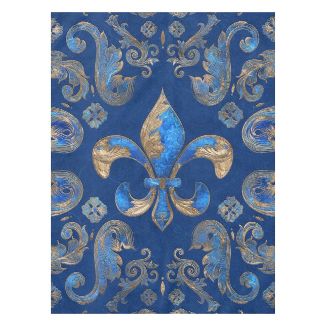 Nappe Fleur de lis ornement de luxe - marbre bleu (Devant)