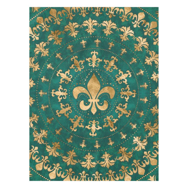Nappe Fleur de lis ornement Emerald Green (Devant)
