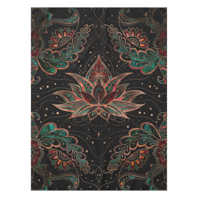 Nappe Fleur de Lotus - Marbre rouge et Malachite (Devant)