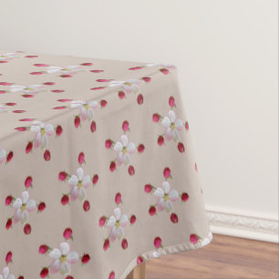 Nappe Fleur de pomme rose et blanche sur Lucky Beige
