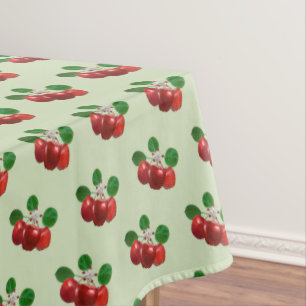 Nappe Fleur de pommier et fruits rouges sur fond vert sa